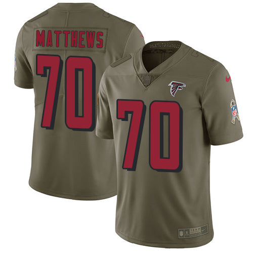 Nike Atlanta Falcons 70 Jake Matthews Olive Mens Stitched Nfl Limited 2017 Salute To Service Jersey