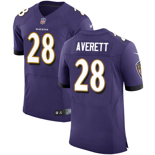 Nike Baltimore Ravens 28 Anthony Averett Purple Team Color Mens Stitched Nfl Vapor Untouchable Elite Jersey