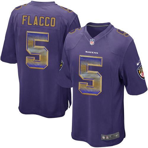 Nike Baltimore Ravens 5 Joe Flacco Purple Team Color Mens Stitched Nfl Limited Strobe Jersey