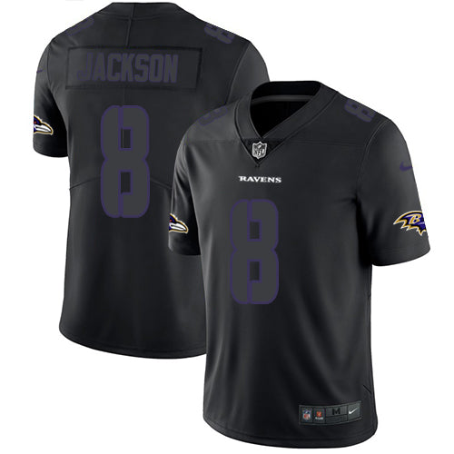 Nike Baltimore Ravens 8 Lamar Jackson Black Mens Stitched Nfl Limited Rush Impact Jersey