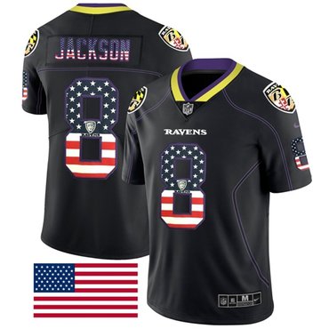 Nike Baltimore Ravens 8 Lamar Jackson Black Mens Stitched Nfl Limited Rush Usa Flag Jersey