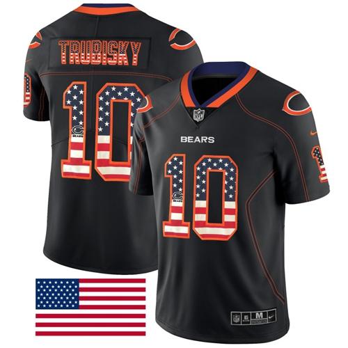 Nike Bears 10 Mitchell Trubisky Black Mens Stitched Nfl Limited Rush Usa Flag Jersey
