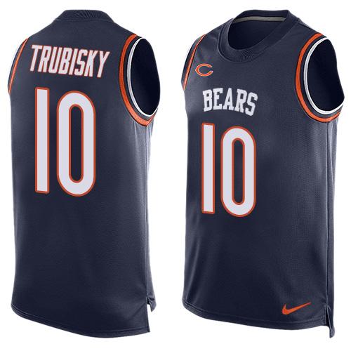 Nike Bears 10 Mitchell Trubisky Navy Blue Team Color Mens Stitched Nfl Limited Tank Top Jersey