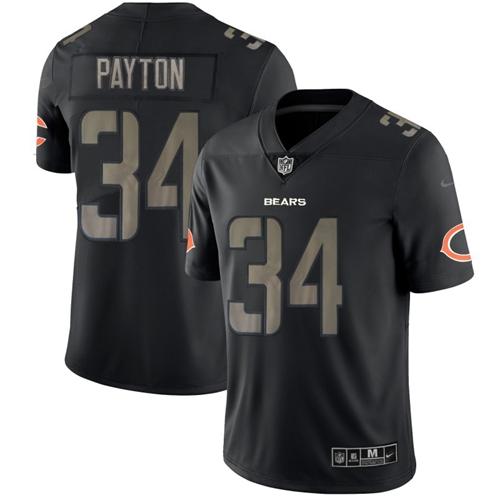 Nike Bears 34 Walter Payton Black Mens Stitched Nfl Limited Rush Impact Jersey
