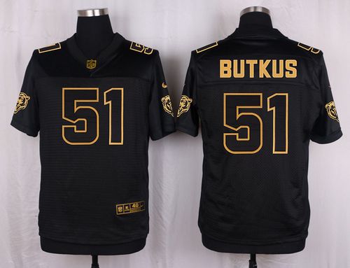 Nike Bears 51 Dick Butkus Black Mens Stitched Nfl Elite Pro Line Gold Collection Jersey