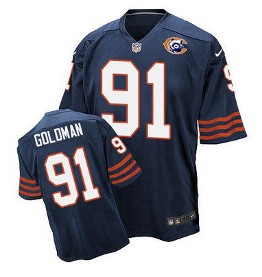 Nike Bears 91 Eddie Goldman Navy Blue Throwback Mens Stitched Nfl Elite Jersey