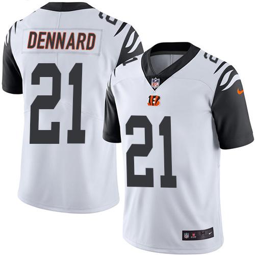 Nike Bengals 21 Darqueze Dennard White Mens Stitched Nfl Limited Rush Jersey