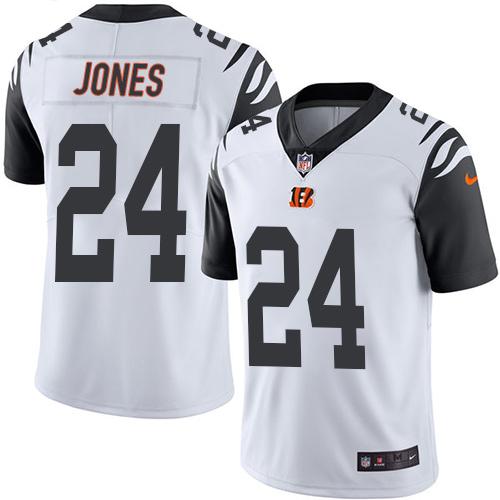Nike Bengals 24 Adam Jones White Mens Stitched Nfl Limited Rush Jersey