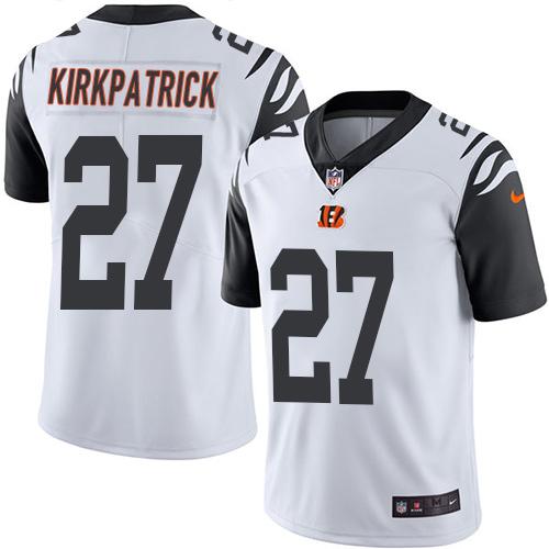 Nike Bengals 27 Dre Kirkpatrick White Mens Stitched Nfl Limited Rush Jersey