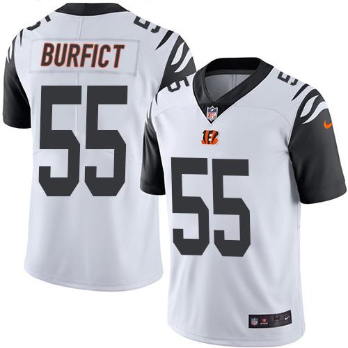 Nike Bengals 55 Vontaze Burfict White Mens Stitched Nfl Limited Rush Jersey