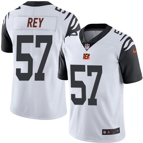 Nike Bengals 57 Vincent Rey White Mens Stitched Nfl Limited Rush Jersey