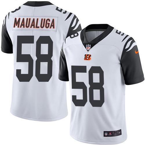 Nike Bengals 58 Rey Maualuga White Mens Stitched Nfl Limited Rush Jersey