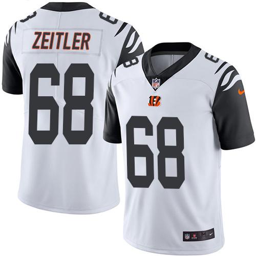 Nike Bengals 68 Kevin Zeitler White Mens Stitched Nfl Limited Rush Jersey
