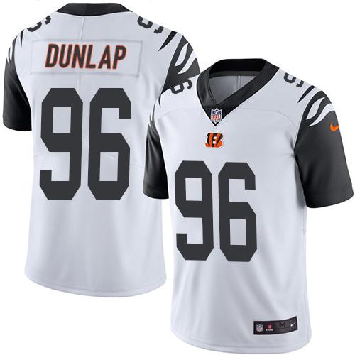 Nike Bengals 96 Carlos Dunlap White Mens Stitched Nfl Limited Rush Jersey