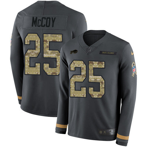 Nike Bills 25 Lesean Mccoy Anthracite Salute To Service Mens Stitched Nfl Limited Therma Long Sleeve Jersey