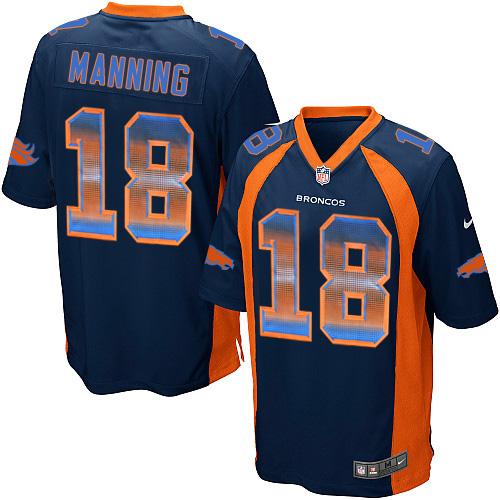Nike Broncos 18 Peyton Manning Navy Blue Alternate Mens Stitched Nfl Limited Strobe Jersey