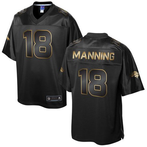 Nike Broncos 18 Peyton Manning Pro Line Black Gold Collection Mens Stitched Nfl Game Jersey