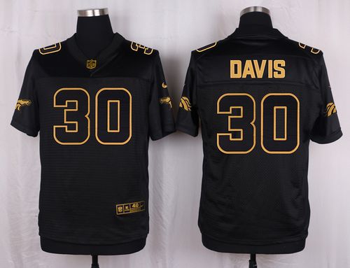 Nike Broncos 30 Terrell Davis Black Mens Stitched Nfl Elite Pro Line Gold Collection Jersey