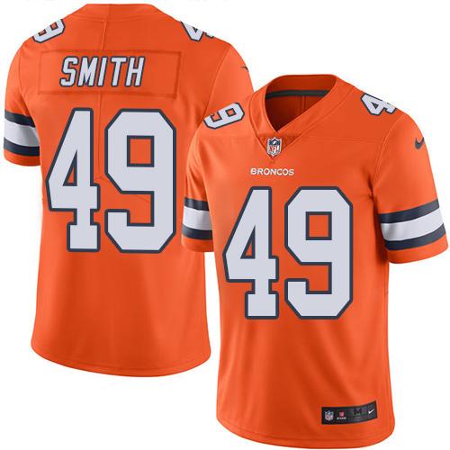 Nike Broncos 49 Dennis Smith Orange Mens Stitched Nfl Limited Rush Jersey