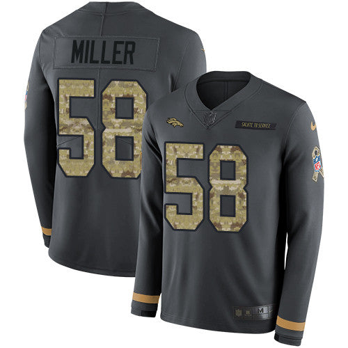 Nike Broncos 58 Von Miller Anthracite Salute To Service Mens Stitched Nfl Limited Therma Long Sleeve Jersey