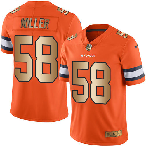 Nike Broncos 58 Von Miller Orange Mens Stitched Nfl Limited Gold Rush Jersey
