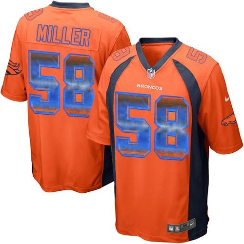 Nike Broncos 58 Von Miller Orange Team Color Mens Stitched Nfl Limited Strobe Jersey