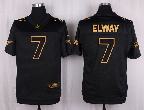 Nike Broncos 7 John Elway Black Mens Stitched Nfl Elite Pro Line Gold Collection Jersey