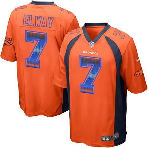Nike Broncos 7 John Elway Orange Team Color Mens Stitched Nfl Limited Strobe Jersey