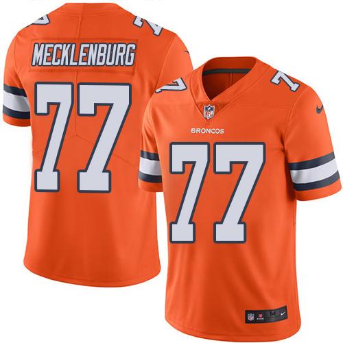 Nike Broncos 77 Karl Mecklenburg Orange Mens Stitched Nfl Limited Rush Jersey
