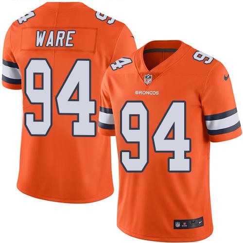 Nike Broncos 94 Demarcus Ware Orange Mens Stitched Nfl Limited Rush Jersey