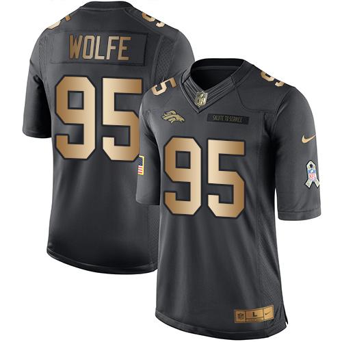 Nike Broncos 95 Derek Wolfe Black Mens Stitched Nfl Limited Gold Salute To Service Jersey