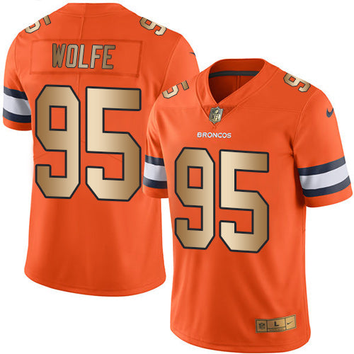 Nike Broncos 95 Derek Wolfe Orange Mens Stitched Nfl Limited Gold Rush Jersey