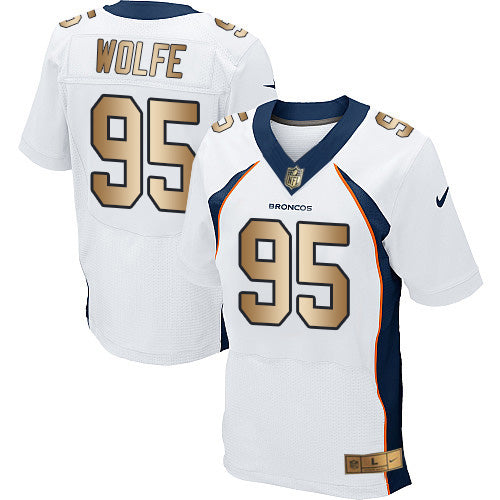 Nike Broncos 95 Derek Wolfe White Mens Stitched Nfl New Elite Gold Jersey