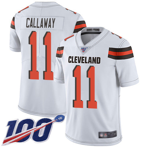 Nike Browns 11 Antonio Callaway White Mens Stitched Nfl 100th Season Vapor Limited Jersey