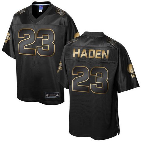 Nike Browns 23 Joe Haden Pro Line Black Gold Collection Mens Stitched Nfl Game Jersey