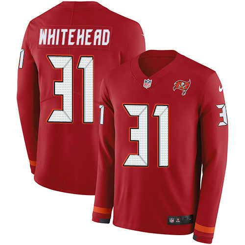 Nike Buccaneers 31 Jordan Whitehead Red Team Color Mens Stitched Nfl Limited Therma Long Sleeve Jersey