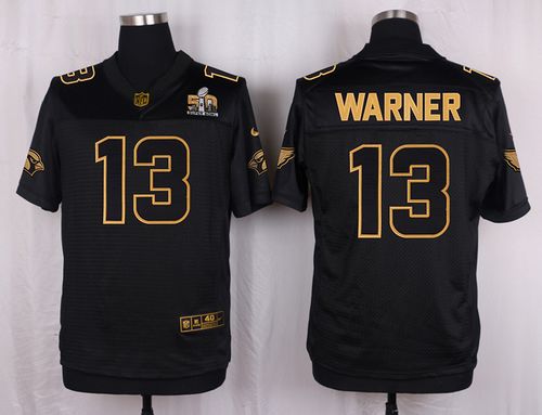 Nike Cardinals 13 Kurt Warner Pro Line Black Gold Collection Mens Stitched Nfl Elite Jersey