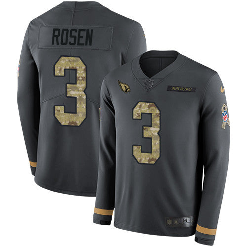 Nike Cardinals 3 Josh Rosen Anthracite Salute To Service Mens Stitched Nfl Limited Therma Long Sleeve Jersey