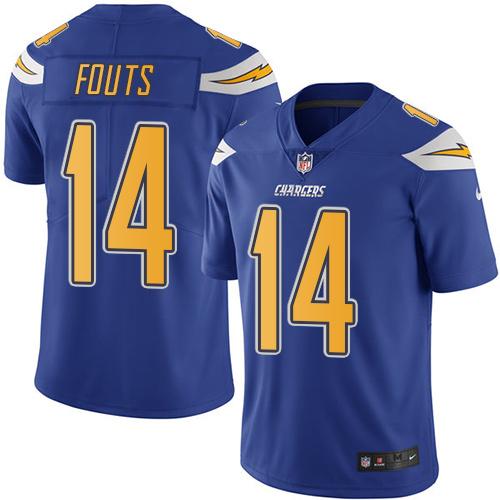 Nike Chargers 14 Dan Fouts Electric Blue Mens Stitched Nfl Limited Rush Jersey