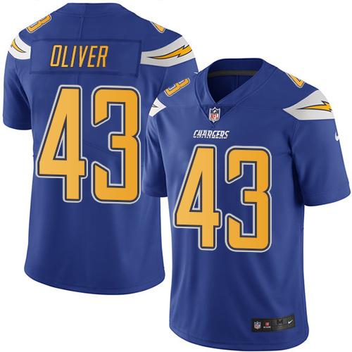 Nike Chargers 43 Branden Oliver Electric Blue Mens Stitched Nfl Limited Rush Jersey