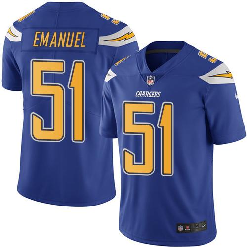 Nike Chargers 51 Kyle Emanuel Electric Blue Mens Stitched Nfl Limited Rush Jersey