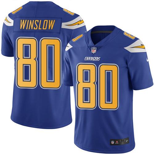 Nike Chargers 80 Kellen Winslow Electric Blue Mens Stitched Nfl Limited Rush Jersey