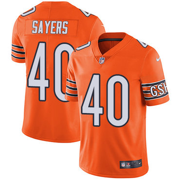 Nike Chicago Bears 40 Gale Sayers Orange Mens Stitched Nfl Limited Rush Jersey