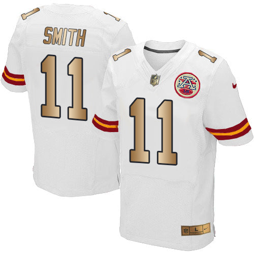 Nike Chiefs 11 Alex Smith White Mens Stitched Nfl Elite Gold Jersey