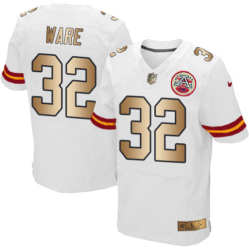 Nike Chiefs 32 Spencer Ware White Mens Stitched Nfl Elite Gold Jersey