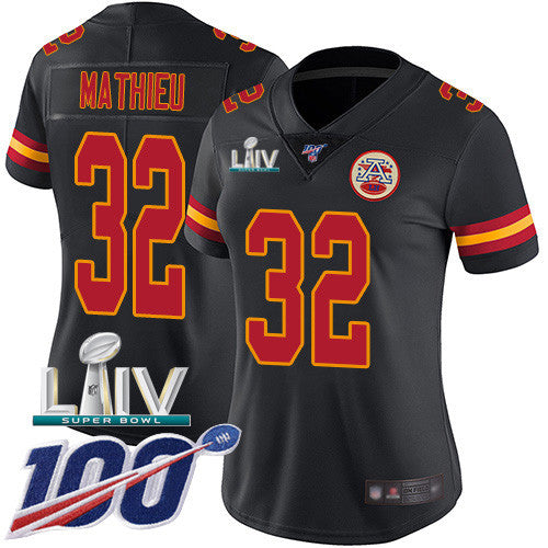 Nike Chiefs 32 Tyrann Mathieu Black Super Bowl Liv 2020 Womens Stitched Nfl Limited Rush 100th Season Jersey
