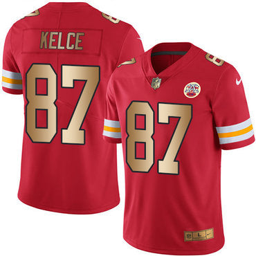 Nike Chiefs 87 Travis Kelce Red Mens Stitched Nfl Limited Gold Rush Jersey