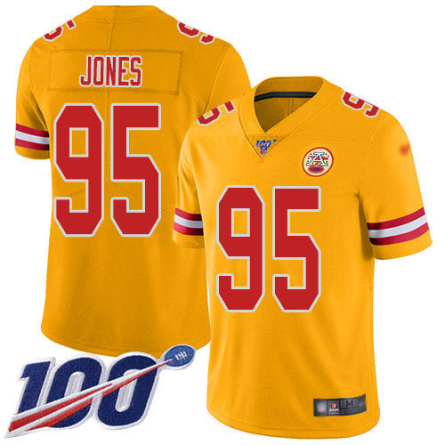 Nike Chiefs 95 Chris Jones Gold Mens Stitched Nfl Limited Inverted Legend 100th Season Jersey