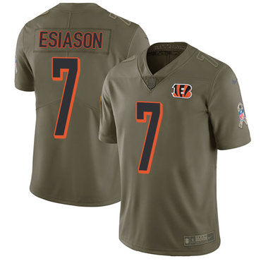 Nike Cincinnati Bengals 7 Boomer Esiason Olive Mens Stitched Nfl Limited 2017 Salute To Service Jersey
