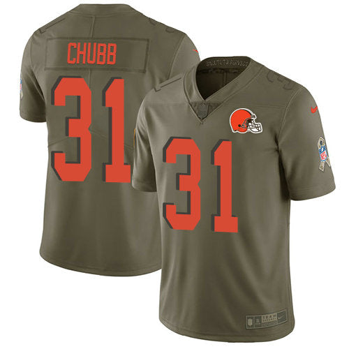 Nike Cleveland Browns 31 Nick Chubb Olive Mens Stitched Nfl Limited 2017 Salute To Service Jersey
